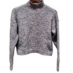 LC Lauren Conrad Women's Blue Knit Mock Neck Long Sleeve Pullover Sweater XS